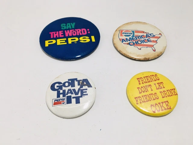 Vintage Pepsi Cola Advertising Buttons (Lot of 4) Say the Word USA Pinback