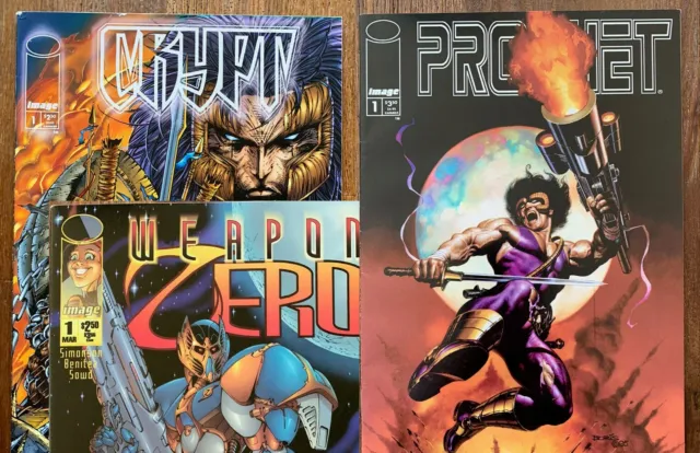 Crypt #1 + Prophet #1 (Boris Vallejo Cover) + Weapon Zero #1 (Image, 1995)