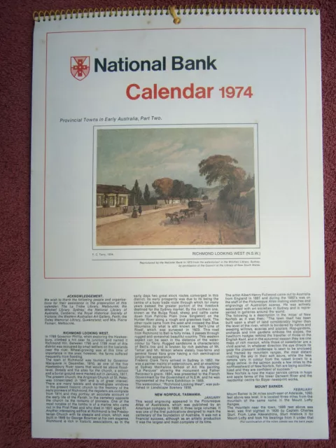 National  Australia  Bank  1974  Calendar -  Early Australian   Paintings