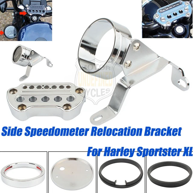 CHROME CNC SPEEDOMETER Relocation Mount Bracket Kit For Harley