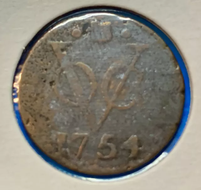 Dutch Netherlands Colonial VOC Duit Coin 1754 New York Penny