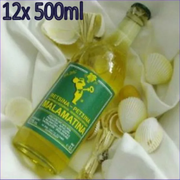 Retsina Malamatina 12x 500ml traditioneller geharzter Wein aus Griechenland