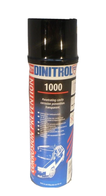 4 Bombes Dinitrol 1000 Cire Transparente 500 Ml - Protection Cavités, Avec Buse Extension 600 Mm