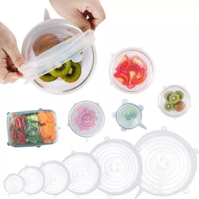 Reusable Silicone Stretch Food Bowl Wraps Storage Lids Covers