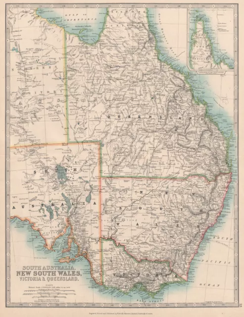 EASTERN AUSTRALIA. Queensland, New South Wales & Victoria. JOHNSTON 1912 map