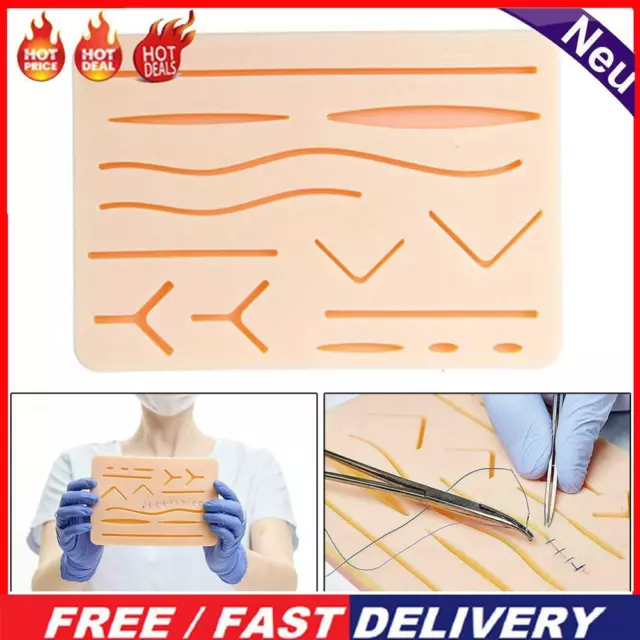 Silicone Lifelike Suture Practice Skin Mat Reusable Human Traumatic Skin Model