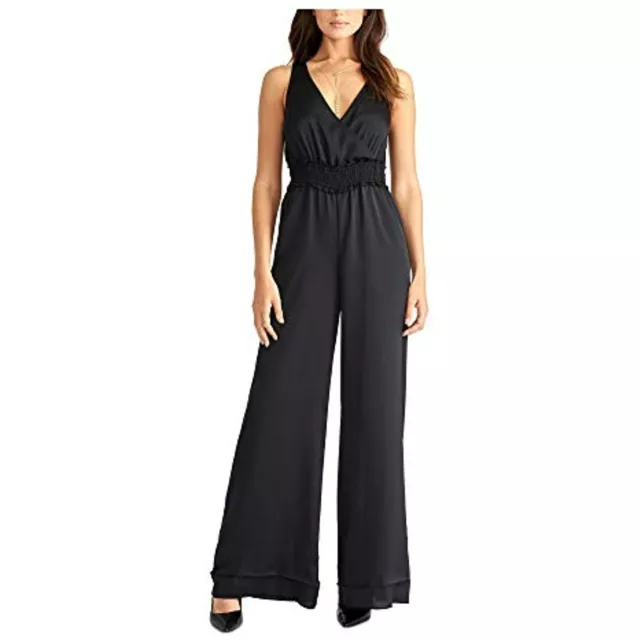 MSRP $149 RACHEL Roy Womens Lexia Smocked Sleeveless Jumpsuit Black Size Large