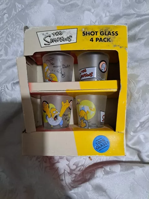 2000 The Simpsons 4 x Shot Glasses - Free Postage!!