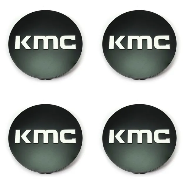 4 KMC Wheels Satin Black Wheel Center Hub Caps for 6Lug KM704 District Truck