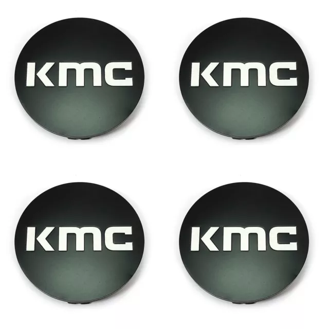 4 KMC Wheels Satin Black Wheel Center Hub Caps for 6Lug KM704 District Truck
