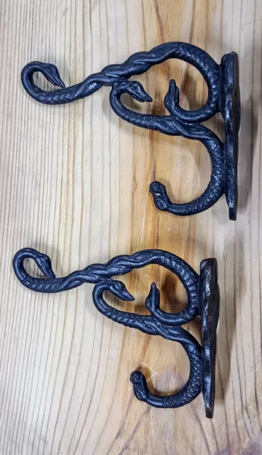 Antique Cast Iron Garden of Eden Snake Coat Hooks  *Nice* 3