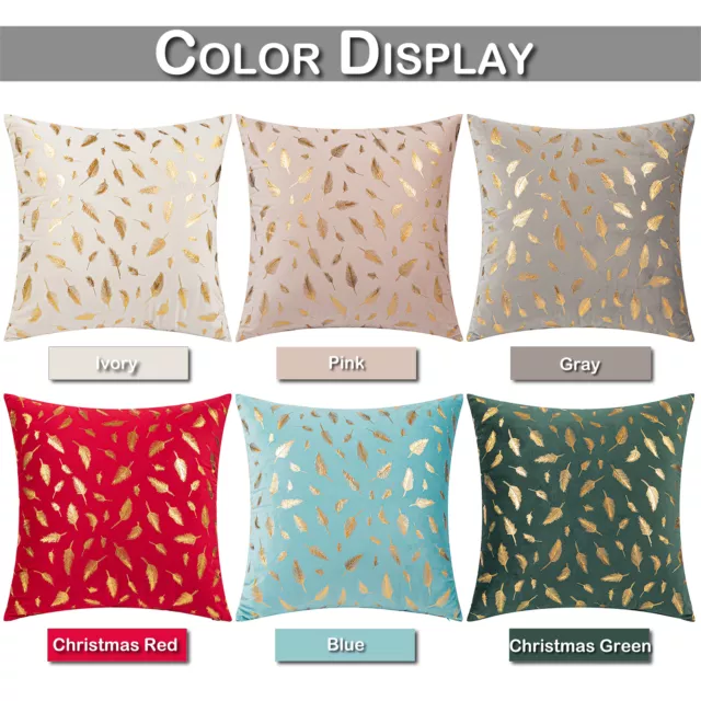 Velvet Pillow Cover Christmas Gold Foil Feather Cushion Covers Home Pillow Case 2