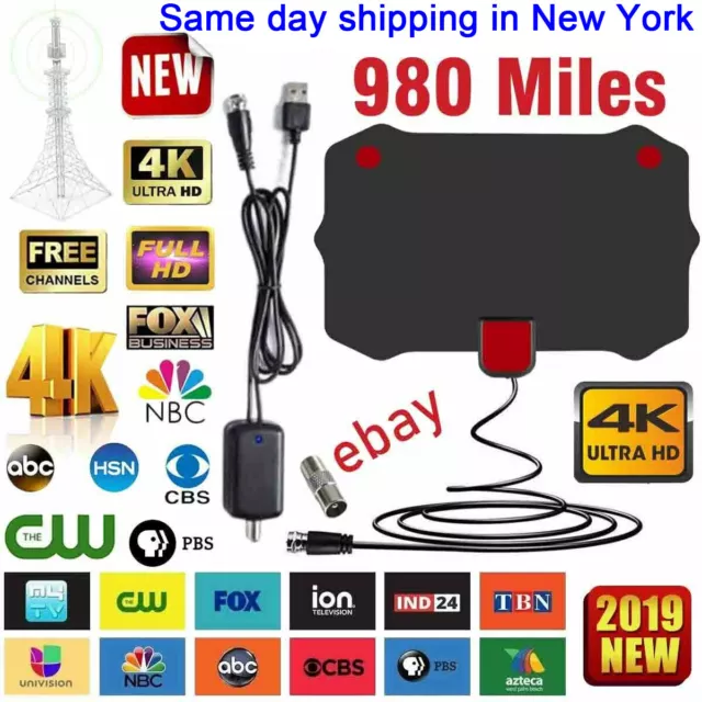 980 Mile Range Antenna TV Digital HD Skywire 4K Antena HDTV 1080P Amplifier Fox