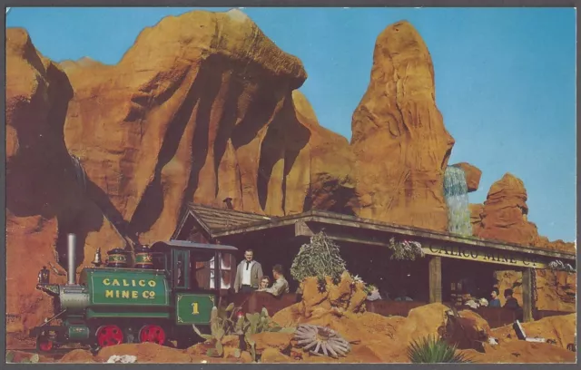 CALICO MINE KNOTTS BERRY FARM Postcard Entrance Locomotive Buena Park California