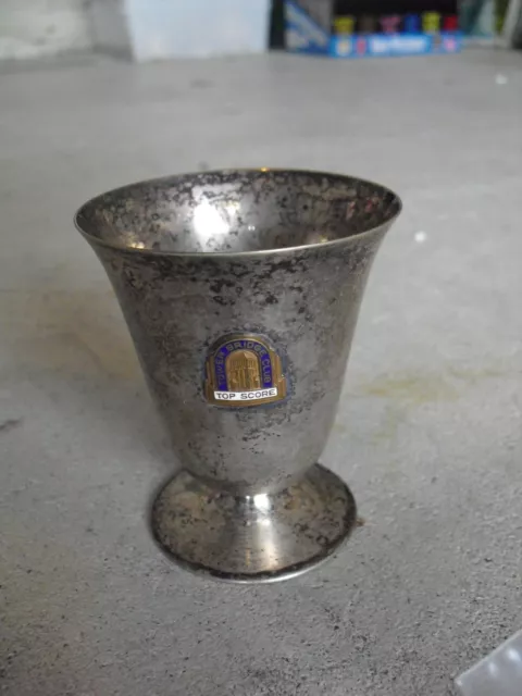 Vintage Short Award Vase Nickel Silver - Tops Score Tower Bridge Club