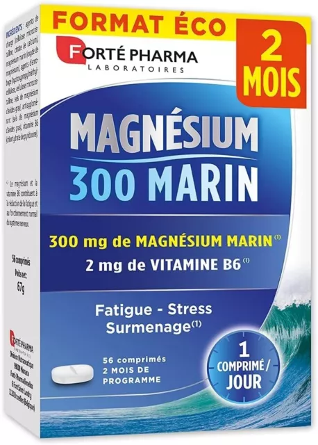 Magnésium 300 Marin Forté Pharma Stress Fatigue Vitamine B6 56 Comprimés 2 mois