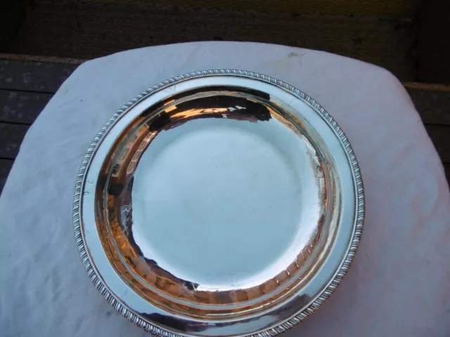 c1780 large Georgian Irish silver Dish with crest 27cms diameter 450g 2