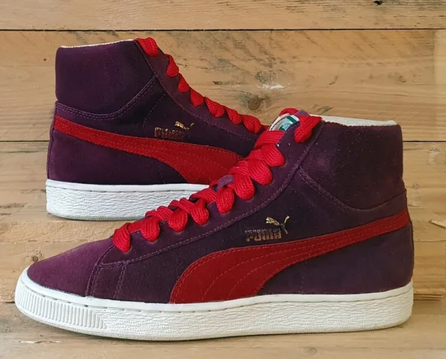 Puma Basket Suede Mid Trainers UK8/US9/EU42 309240 26 Burgundy/White/Red