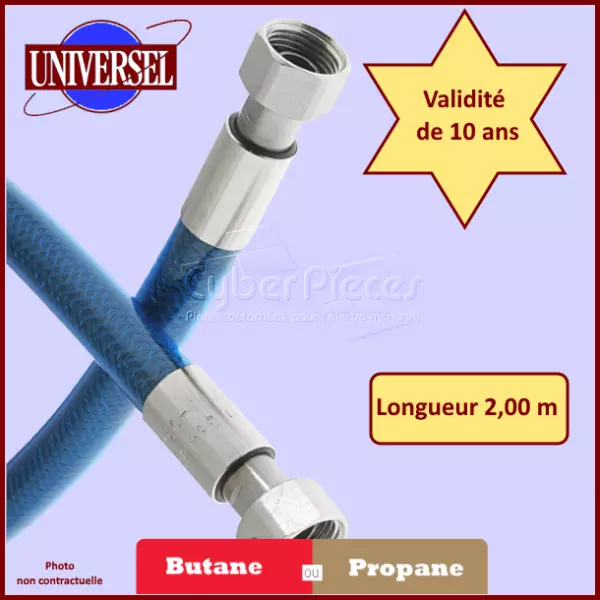 Tuyau gaz naturel 1.5m durée de vie illimité Euroflex - Vigier