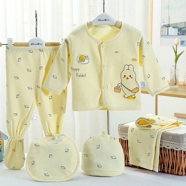 5 pz top a maniche lunghe cartoni animati neonate bambine + cappello + pantaloni + set abiti bavaglino 6