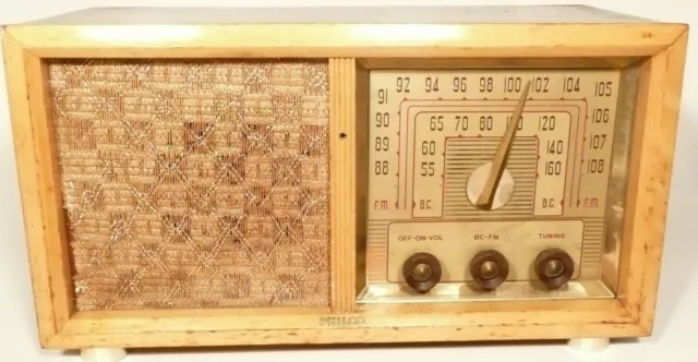 vintage du milieu du siècle moderne PHILCO AM / RADIO FM 50-926 fonctionne très bien / SONNE BIEN