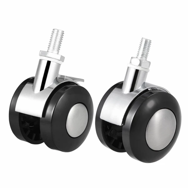 Furniture Casters 1.5 inch M8x15 Threaded Stem Swivel 2pcs with Brake 2pcs no