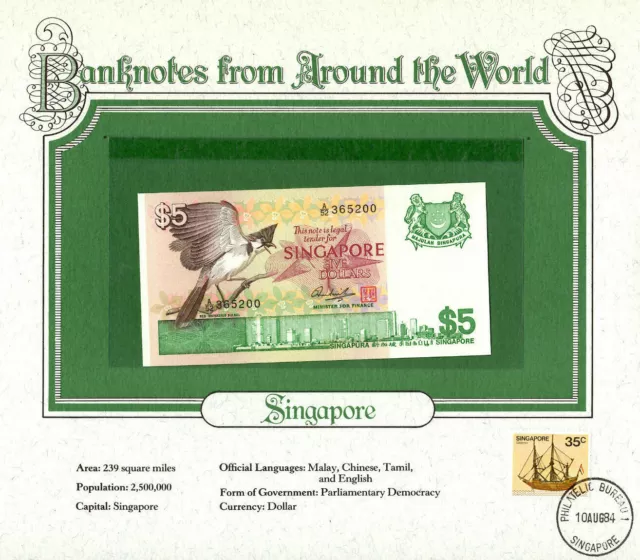 World Banknotes Singapore 1976 5 Dollars P10 UNC Prefix A/52 365200