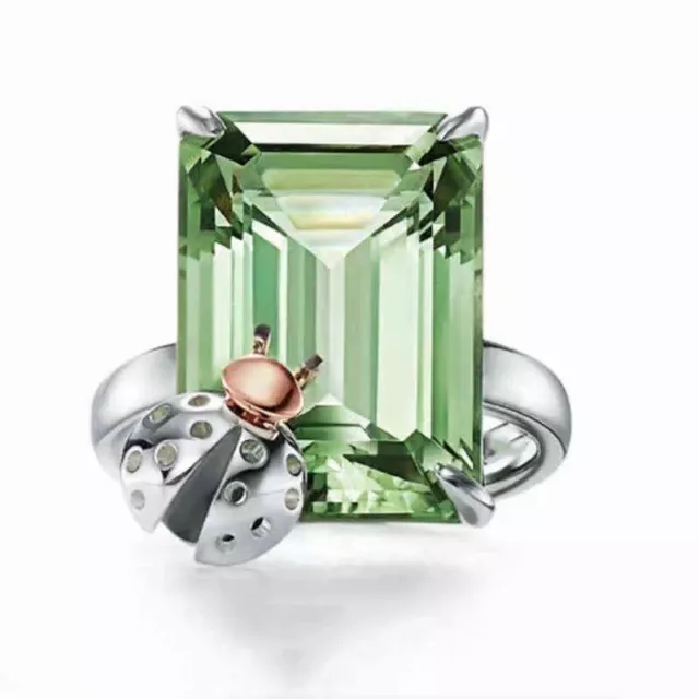Stamped Tiffany & Co. Green Amethyst  Love Bug Sparkler Ring Size 8