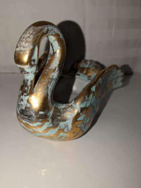 Swan Dish Stangl Granada Gold 22K Gold Hand Painted Mid Century