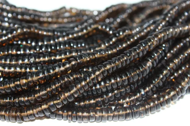 AAA Natural Smoky Quartz Smooth Heishi Wheel  5-6mm Beads16 Inch Strand