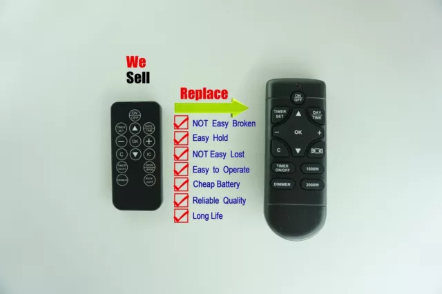 Remote Control For Essentials EF830 Wall-mounted Electric Fireplace Heater