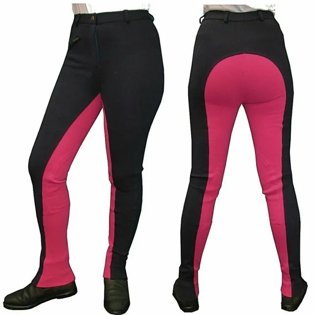 JODHPURS Navy Pink 2 Tone Cotton Ladies Equestrian Horse Riding Great Fit! SALE