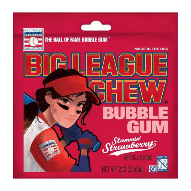 Big League Chew Strawberry Bubblegum Chewing Gum Pouch 60g