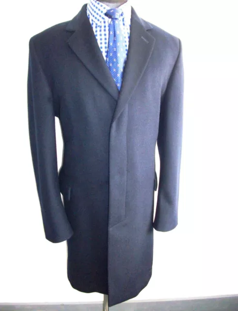 GIACCA CAPPOTTO CAPPOTTO IN LANA CASHMERE CROMBIE 46 BLU LUNGO abito formale blazer ARDESIA