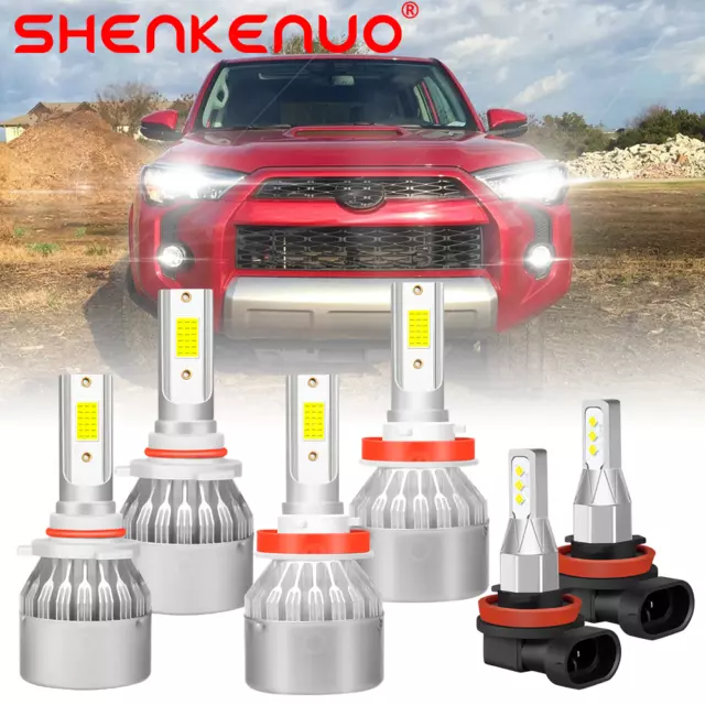 For Toyota 4Runner 2010-2020 6x LED Headlight Bulb High Low Beam + Fog Light Kit