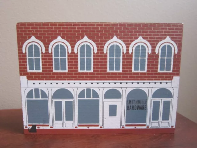 Smithville Hardware Ohio Cat's Meow Village Wood Block Autographed 9-30-89