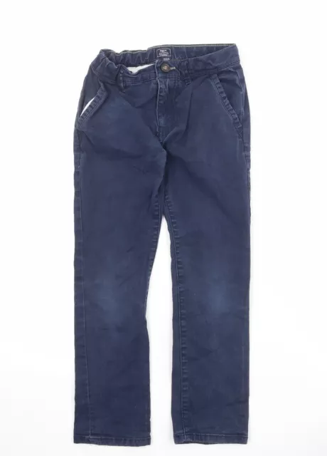 Gap Boys Blue Cotton Chino Trousers Size 8-9 Years Regular Zip