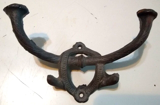 Vintage Rustic Coat Key Combination Hooks Cast Iron 7 " Antique Look with Screws