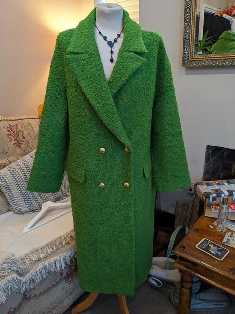 ZARA ABSOLUTELY GORGEOUS Apple Green Teddy Boucle Wool Winter Coat Size L Bnwt 85.00 PicClick UK
