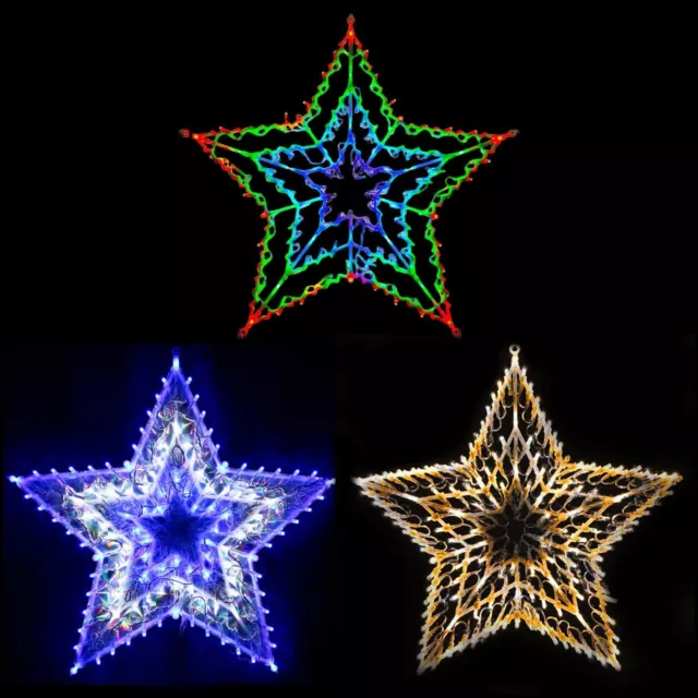 100 Led Christmas Star Silhouette Light Xmas Window Decoration Indoor Outdoor UK