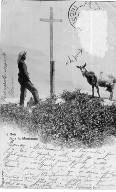 *7100 cpa Le soir dans la montagne
