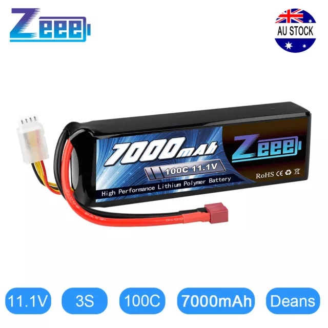 Zeee 7000mAh 3S LiPo Battery 11.1V 100C Deans for RC Car Truck Boat Helicopter