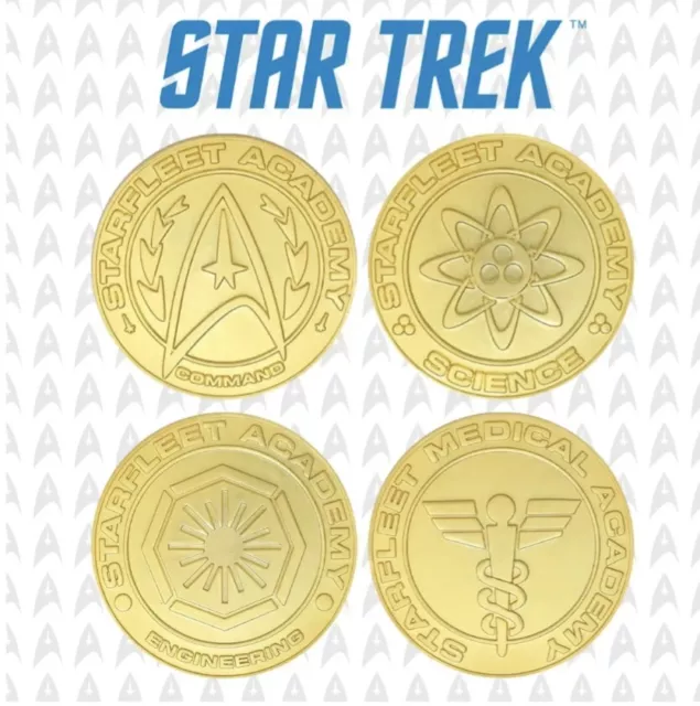 Star Trek Set of 4 24k Gold Plated Divisional Medallions Limited Edition