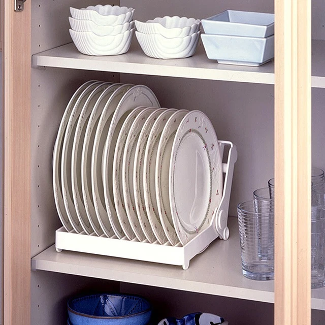 Soporte de goteo estante secado plástico blanco plegable cocina duradera