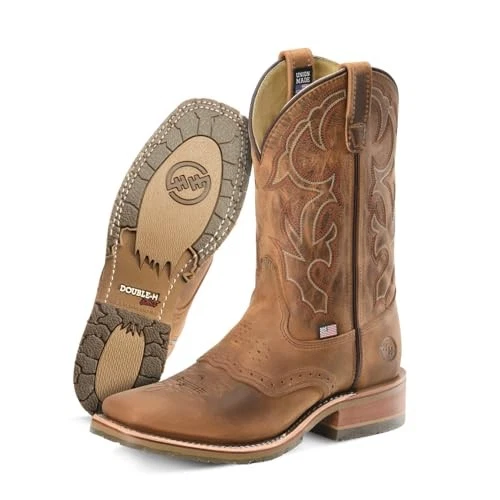 DOUBLE-H 11& JASE Square Toe Western Boots for Men - Texon Insole, - 9. ...