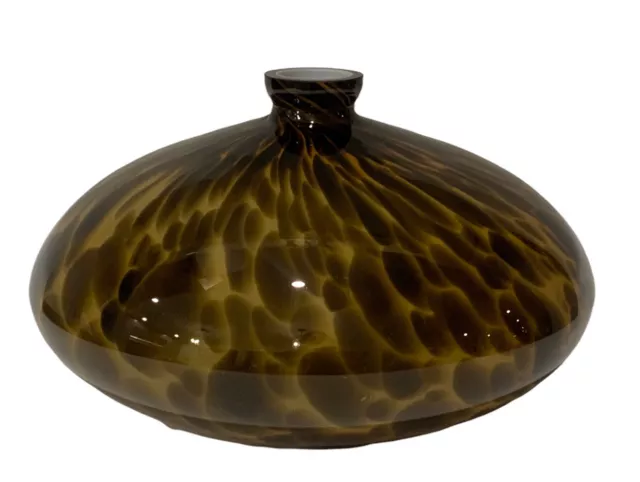 Vintage Mikasa Leopard Cased Art Glass Vase Sia Decor Poland Heavy Large