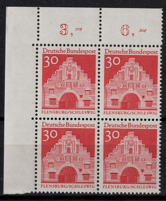 BRD große Bauwerke Mi. - Nr. 493 Viererblock Ecke oben links postfrisch