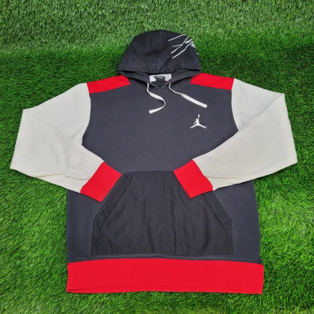 NIKE AIR JORDAN Flight Tri Color Hoodie Large Black White Red