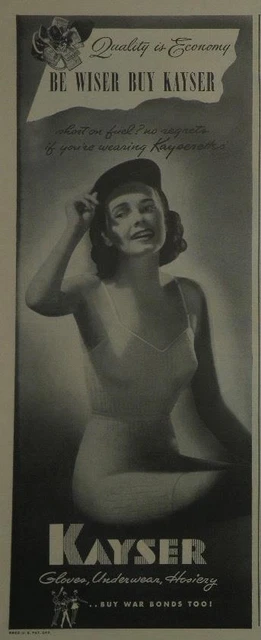 Magazine Ad* - 1942 - Kayser Underwear - World War II