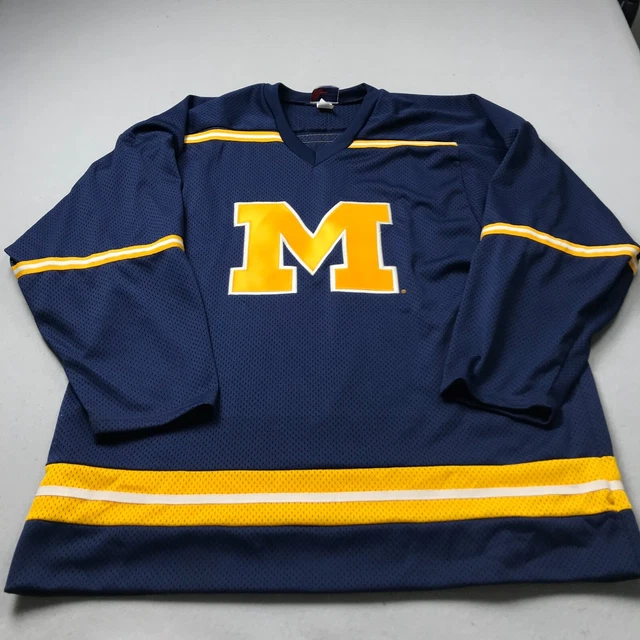 VINTAGE Michigan Wolverines Jersey Mens Large Blue Koronis Ice Hockey NCAA Logo